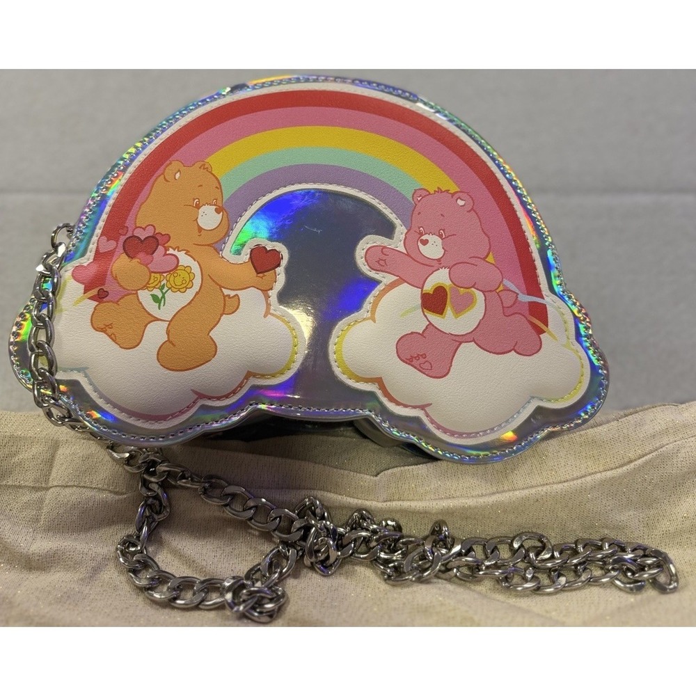 Care Bear x Skinny Dip Iridescent Silver Rainbow Crossbody Bag NWOT